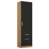 DREHTÜRENSCHRANK in Eiche Artisan, Grau  - Chromfarben/Eiche Artisan, Modern, Holzwerkstoff/Kunststoff (47/197/54cm) - Rauch Möbel