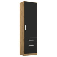 DREHTÜRENSCHRANK in Eiche Artisan, Grau  - Chromfarben/Eiche Artisan, Modern, Holzwerkstoff/Kunststoff (47/197/54cm) - Rauch Möbel