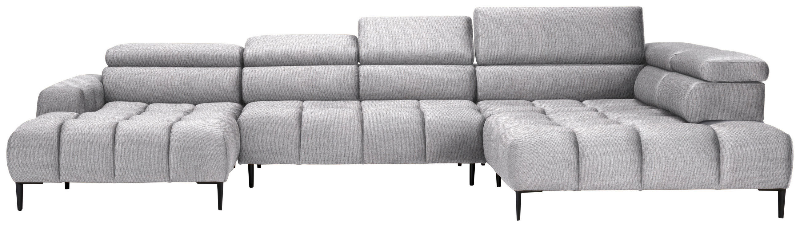 WOHNLANDSCHAFT in Webstoff Hellgrau  - Hellgrau/Schwarz, Design, Textil/Metall (177/385/216cm) - Welnova