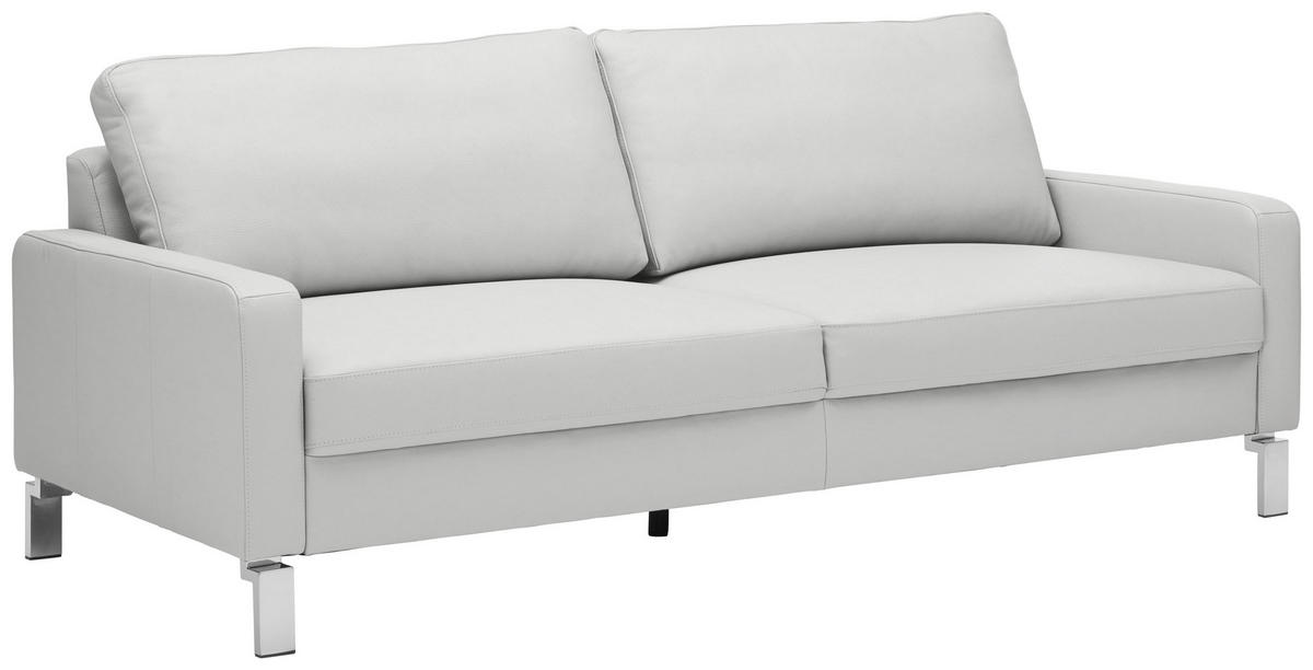 3-SITZER-SOFA in Echtleder Hellgrau  - Chromfarben/Hellgrau, Design, Leder/Metall (204/81/97cm) - Pure Home Lifestyle