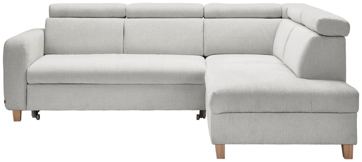 ECKSOFA inkl. Funktionen Grau Samt  - Grau, Natur, Holz/Textil (261/206cm) - Venda