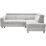 ECKSOFA inkl. Funktionen Grau Samt  - Grau, Natur, Holz/Textil (261/206cm) - Venda