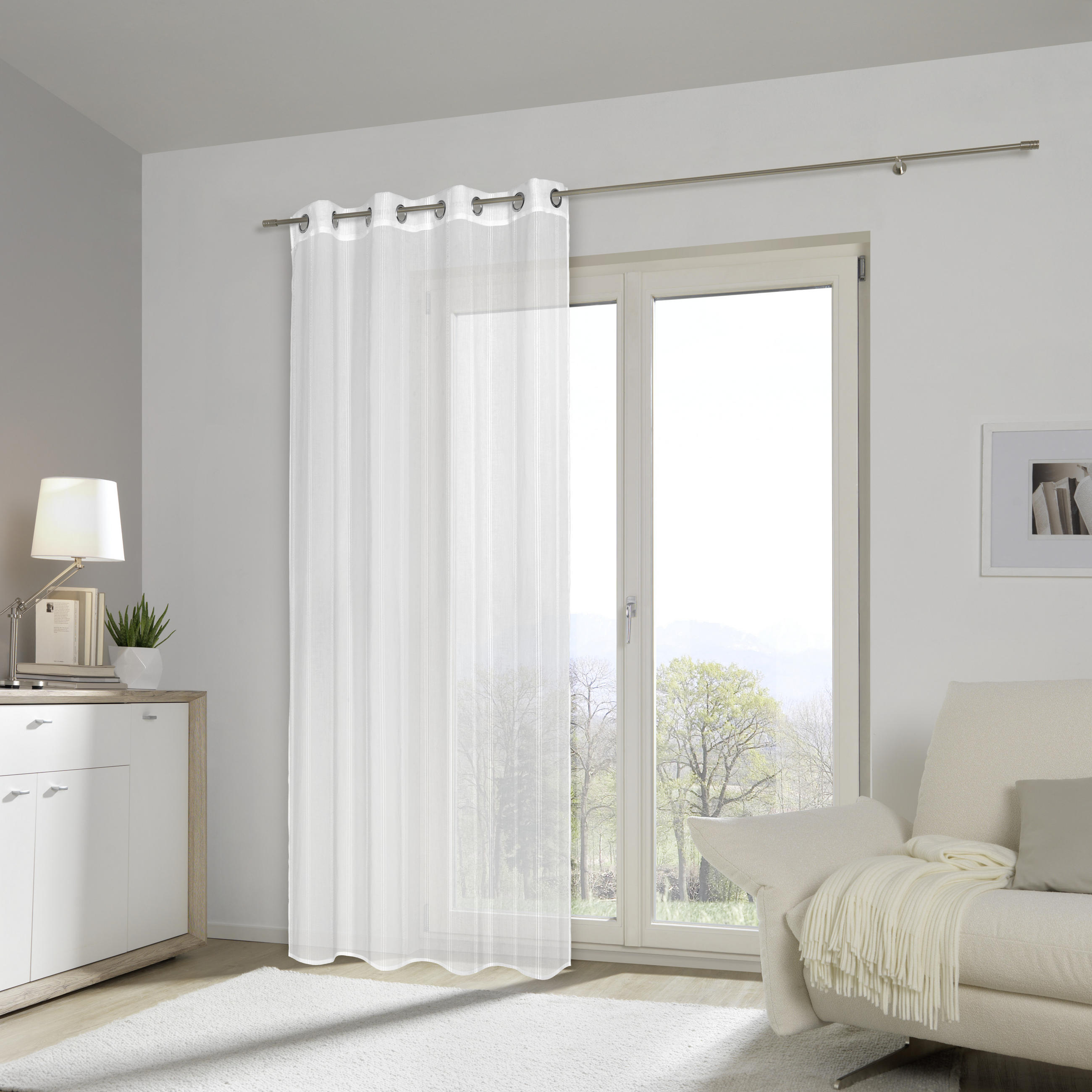 ÖSENVORHANG transparent - Weiss, Basics, Textil (135/245cm) - Esposa