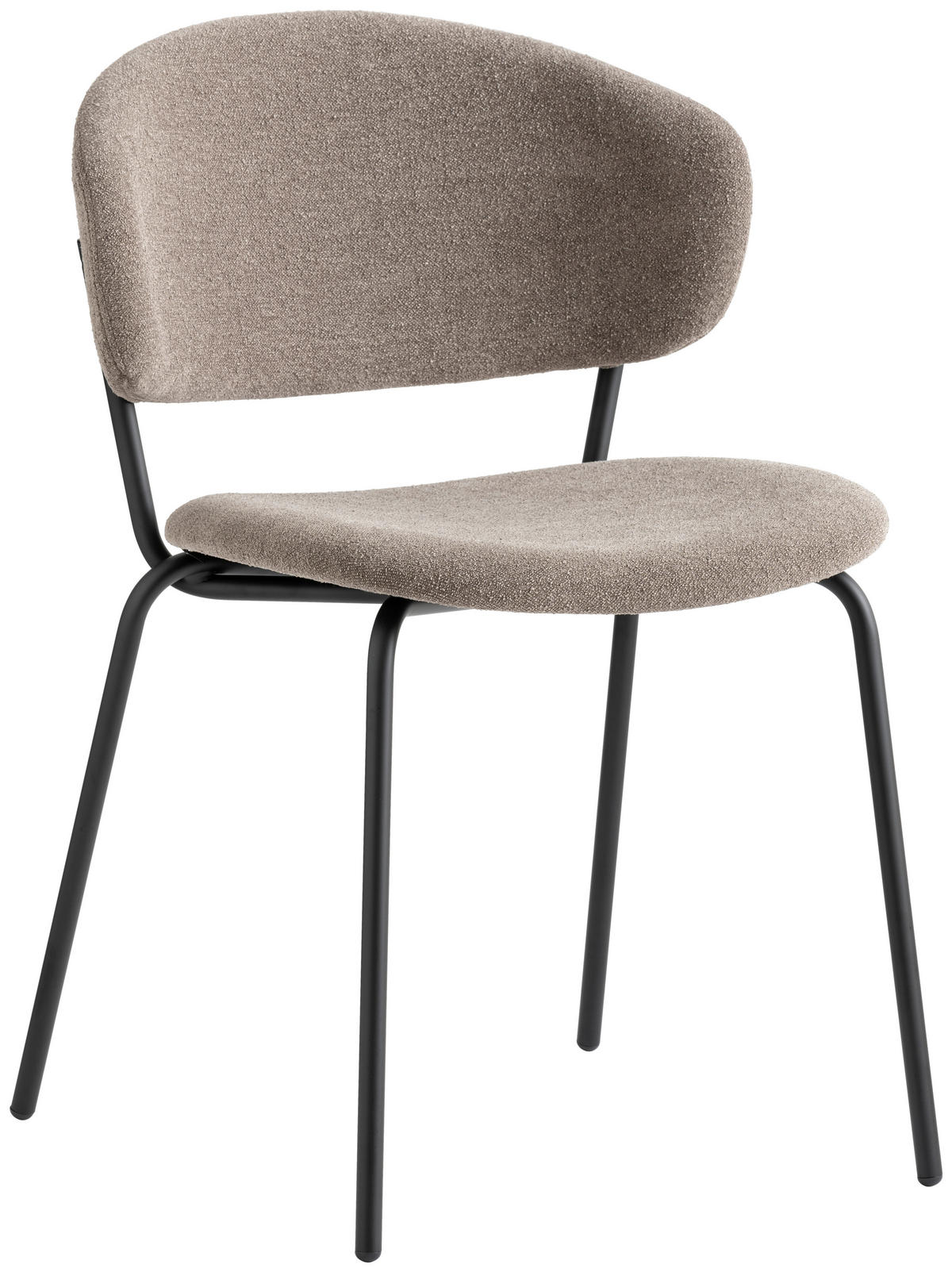 STUHL Bouclé Schwarz, Greige  - Greige/Schwarz, Design, Textil/Metall (49/84/51cm) - Connubia 