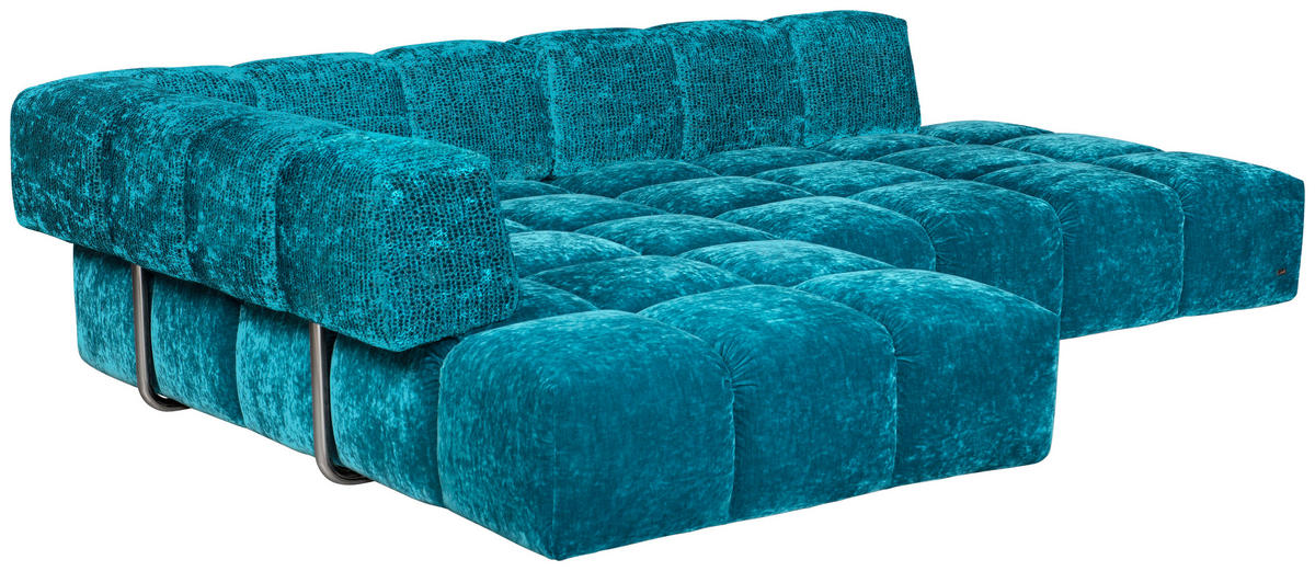 ECKSOFA in Velours Petrol  215/297 cm  - Petrol/Schwarz, Trend, Kunststoff/Textil (215/297cm) - Bretz
