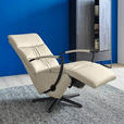 RELAXSESSEL in Leder Creme  - Creme/Schwarz, Design, Leder/Metall (64/112/80cm) - Cantus