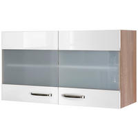 KÜCHENOBERSCHRANK 100/54,8/32 cm  in Sonoma Eiche, Weiß Hochglanz  - Edelstahlfarben/Weiß Hochglanz, MODERN, Holzwerkstoff/Metall (100/54,8/32cm) - FlexWell