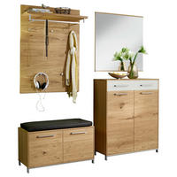 GARDEROBE 5-teilig  in 180/195/40 cm  - Weiss/Eichefarben, Design, Glas/Holz (180/195/40cm)