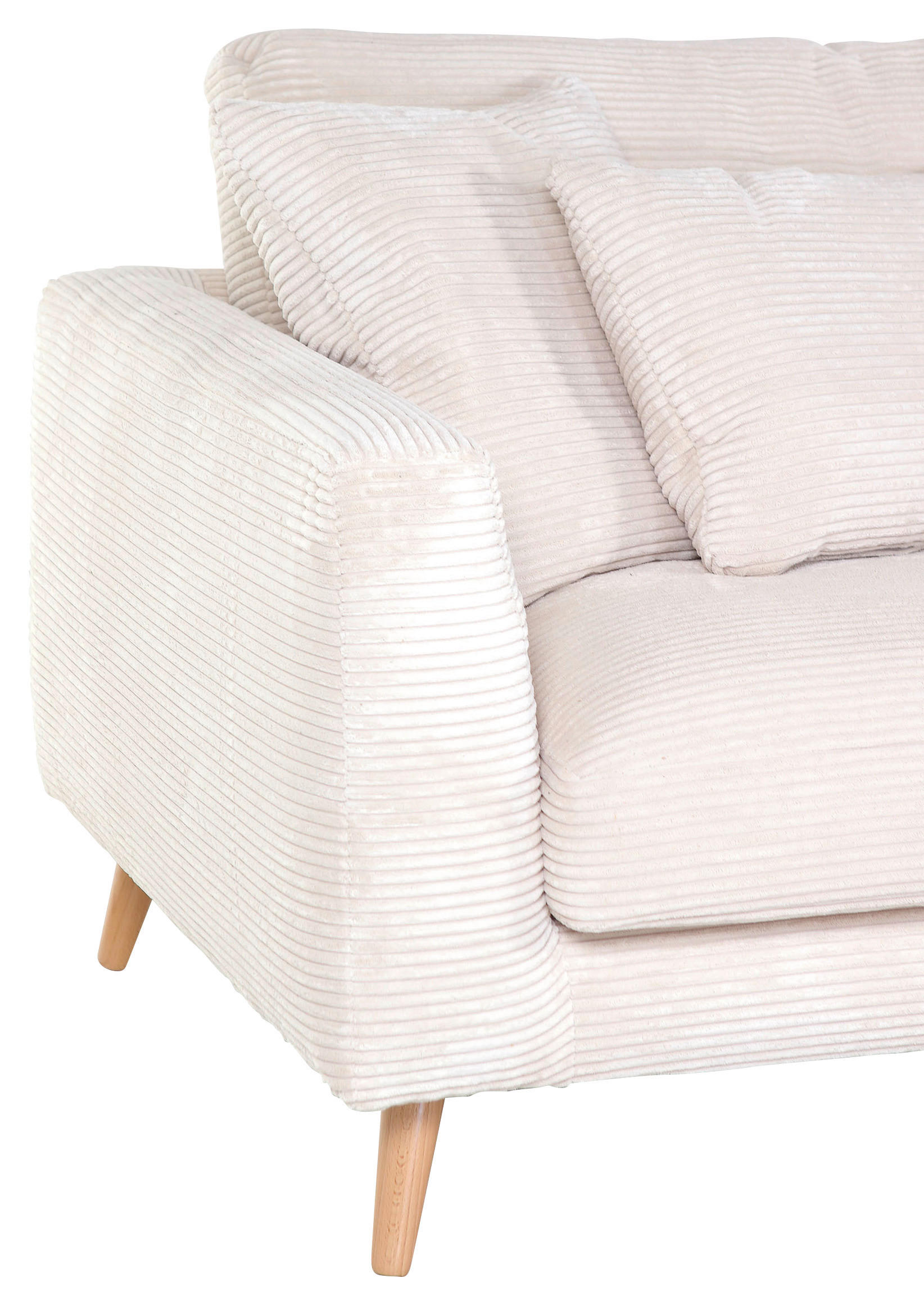 ECKSOFA Beige Cord  - Beige/Naturfarben, ROMANTIK / LANDHAUS, Holz/Textil (140/270cm) - Landscape