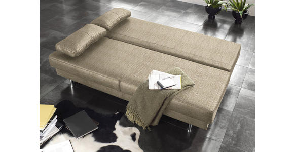 SCHLAFSOFA Macy in Sandfarben  - Sandfarben/Wengefarben, Design, Holz/Textil (203/94/100cm) - Novel