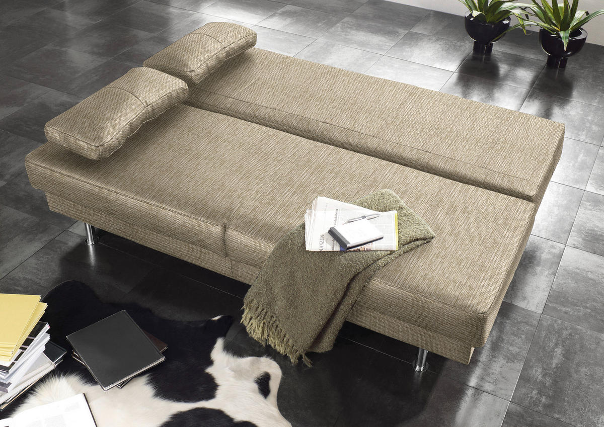 SCHLAFSOFA in Textil Sandfarben  - Sandfarben/Wengefarben, Design, Holz/Textil (203/94/100cm) - Novel