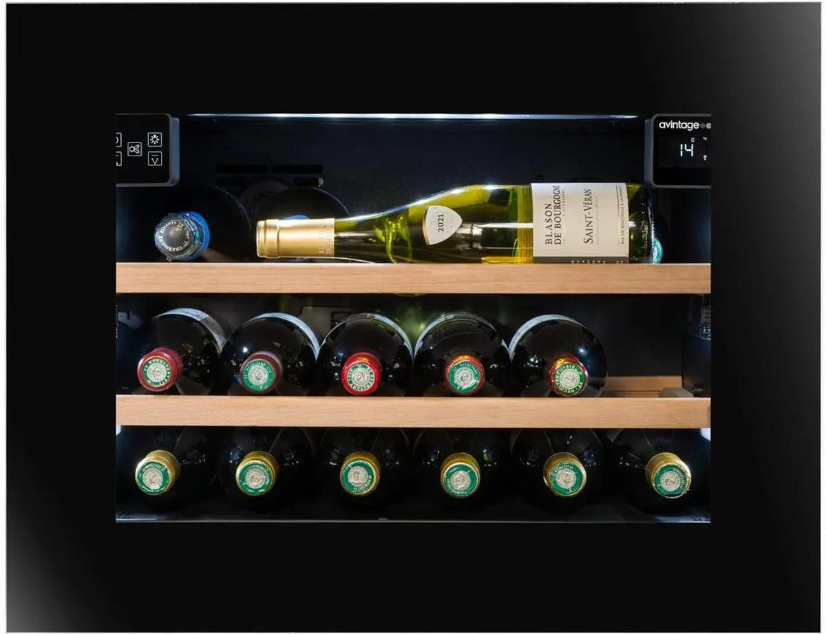 WEINKÜHLSCHRANK AVI45PLATINUM  - Schwarz, Basics, Glas/Holz (59,0/45,5/56,5cm)