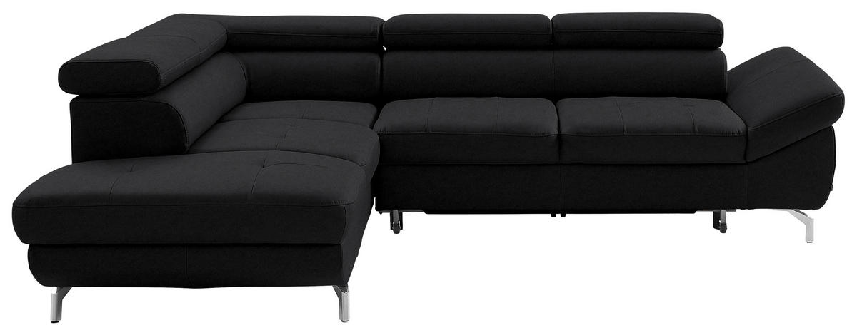 ECKSOFA in Echtleder Schwarz  220/270 cm  - Silberfarben/Schwarz, Design, Leder/Metall (220/270cm) - Novel