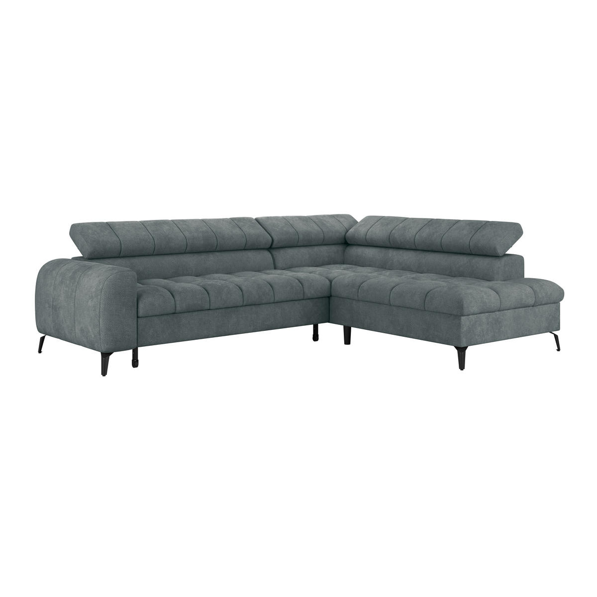 ECKSOFA in Grau  - Schwarz/Grau, Trend, Kunststoff/Textil (261/203cm) - Livetastic