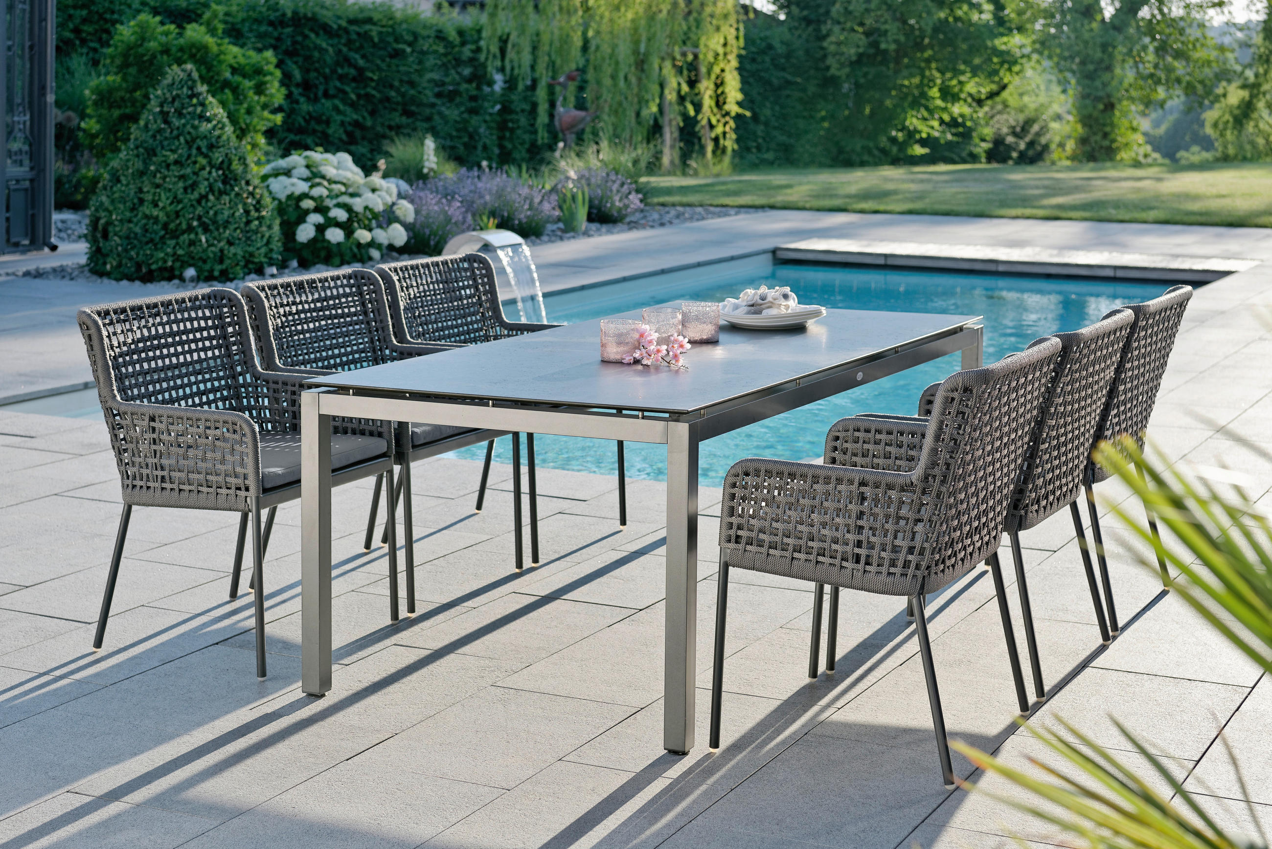 GARTENSESSEL Aluminium Anthrazit, Grau, Platinfarben  - Platinfarben/Anthrazit, Basics, Textil/Metall (61,5/87/62cm) - Stern