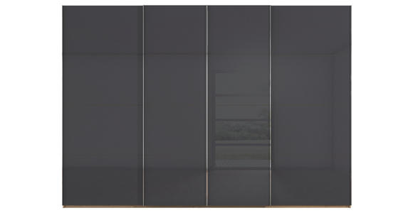 SCHWEBETÜRENSCHRANK 316/223/68 cm 4-türig Grau, Eiche Artisan - Chromfarben/Eiche Artisan, Design, Glas/Holzwerkstoff (316/223/68cm) - Novel