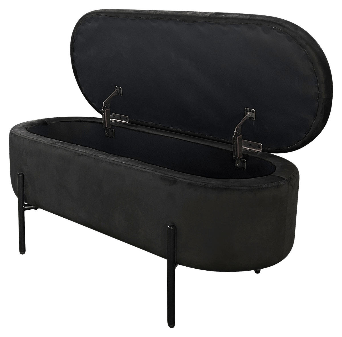 SITZBANK 95/42/37,5 cm Samt Schwarz  - Schwarz, Design, Textil/Metall (95/42/37,5cm) - MID.YOU