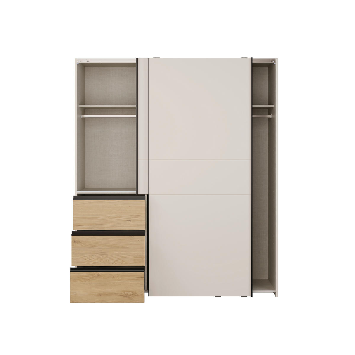 ORMAR S KLIZNIM VRATIMA boje hrasta, boje pijeska   - boje hrasta/boje pijeska, Moderno, drvni materijal/metal (170,3/200,5/61,2cm) - Carryhome