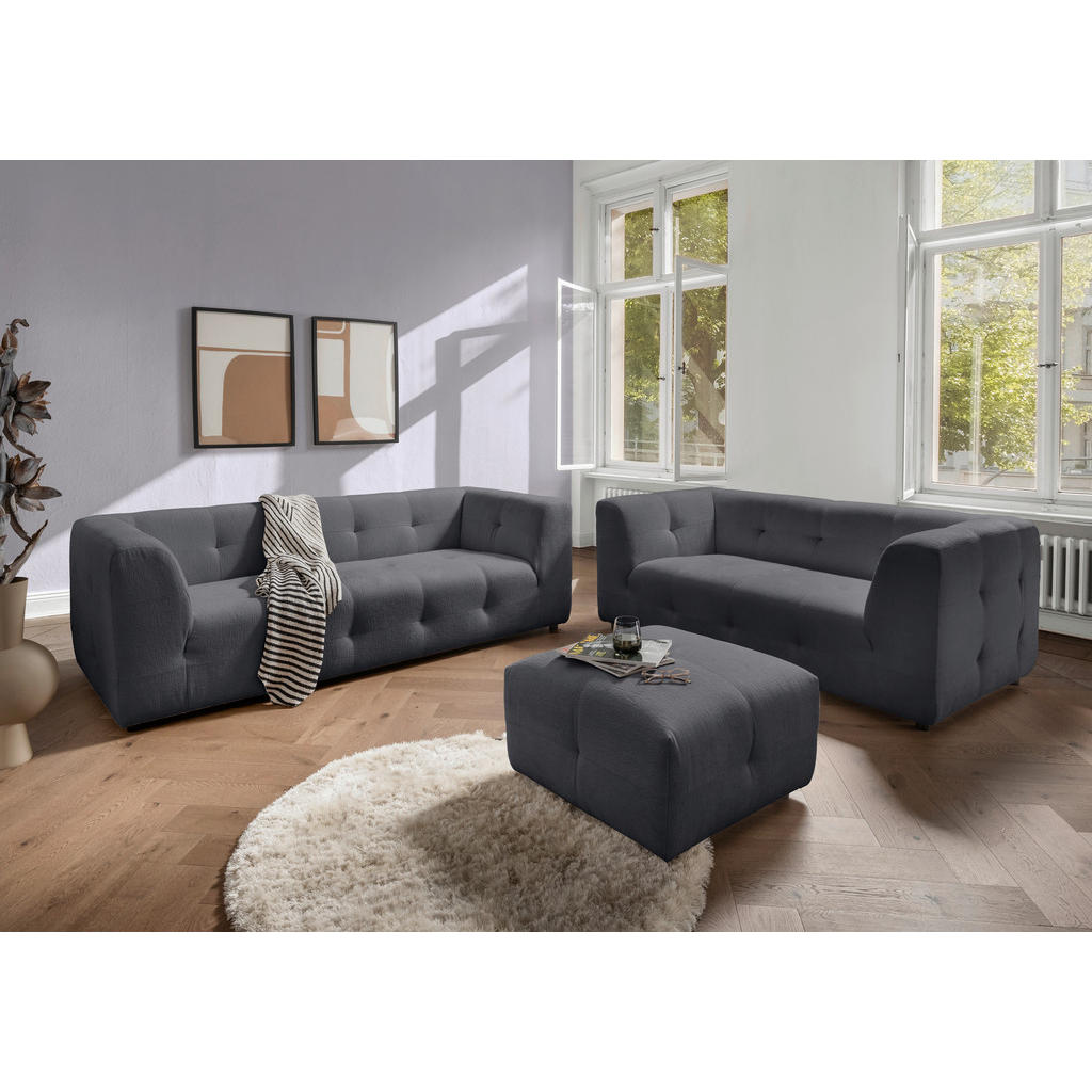 Thumbnail - Livetastic Hocker, Anthrazit, Textil, Uni, quadratisch, 72x44x72 cm, Made in EU, Stoffauswahl, erweiterbar (Typenauswahl...