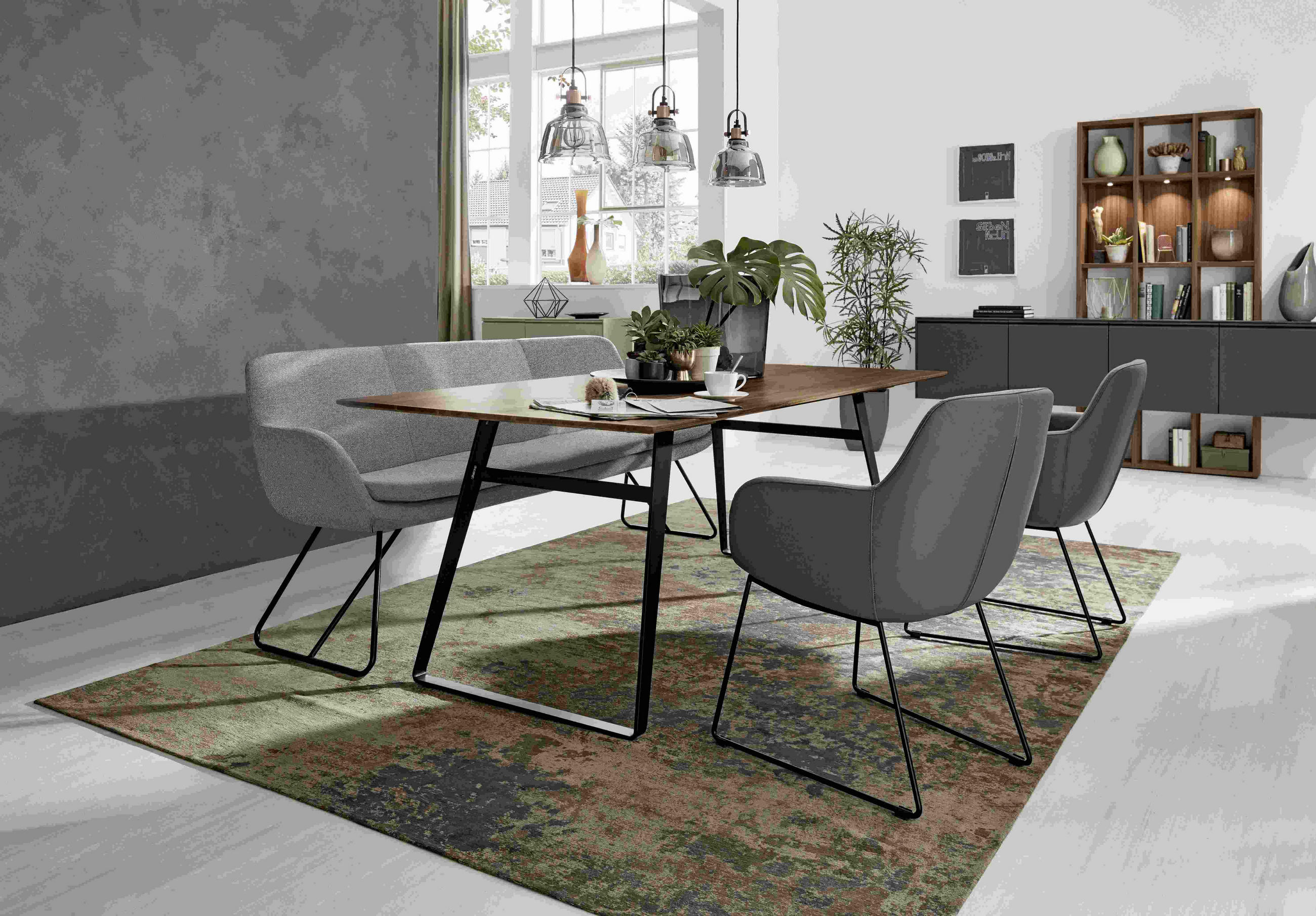 SITZBANK 180/87/65 cm Webstoff Taupe Metall  - Taupe/Schwarz, Design, Textil/Metall (180/87/65cm) - Musterring