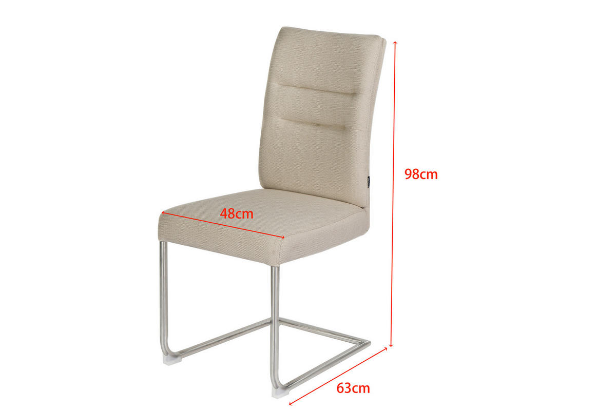 SCHWINGSTUHL   Mikrofaser  - Edelstahlfarben/Beige, Design, Textil/Metall (48/98/63cm) - Novel