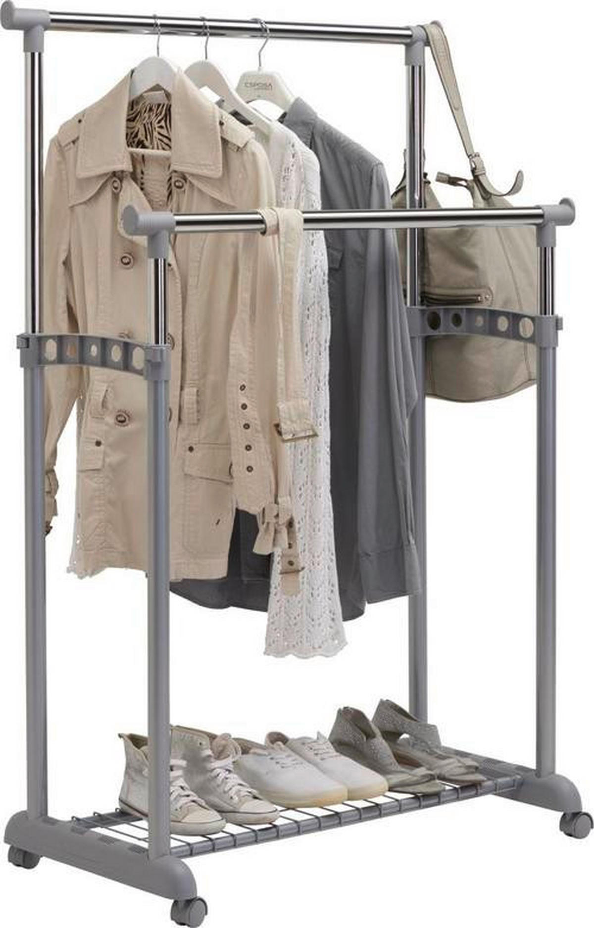 KLEIDERWAGEN in Alufarben, Chromfarben 85/100-178/43 cm   - Chromfarben/Alufarben, Basics, Kunststoff/Metall (85/100-178/43cm) - Boxxx