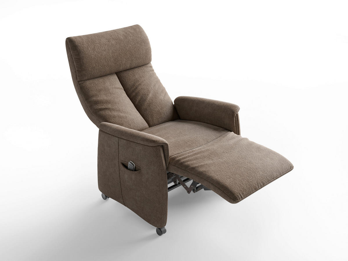 RELAXSESSEL TV CREMONA COMFORT E L3 Mikrofaser Kopfteilverstellung, Fußteilverstellung, Rücken echt    - Schwarz/Braun, Basics, Kunststoff/Textil (76/114/84cm) - Sit & More
