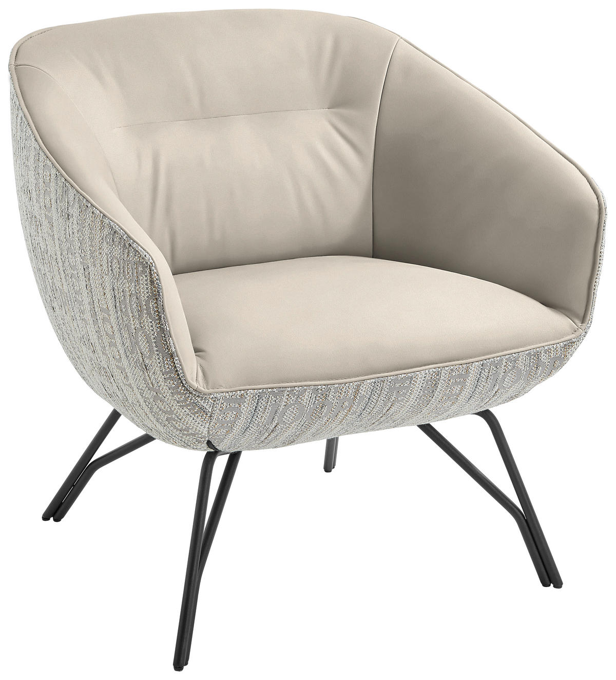 COCKTAILSESSEL - Ecru/Anthrazit, Design, Leder/Textil (76/80/73cm) - Joop!