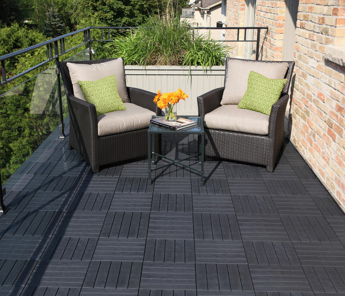 TERRASSENFLIESE GRAPHITE 30X30CM 6-ER SET  - Graphitfarben, MODERN, Kunststoff (31,3/31,3/9cm)