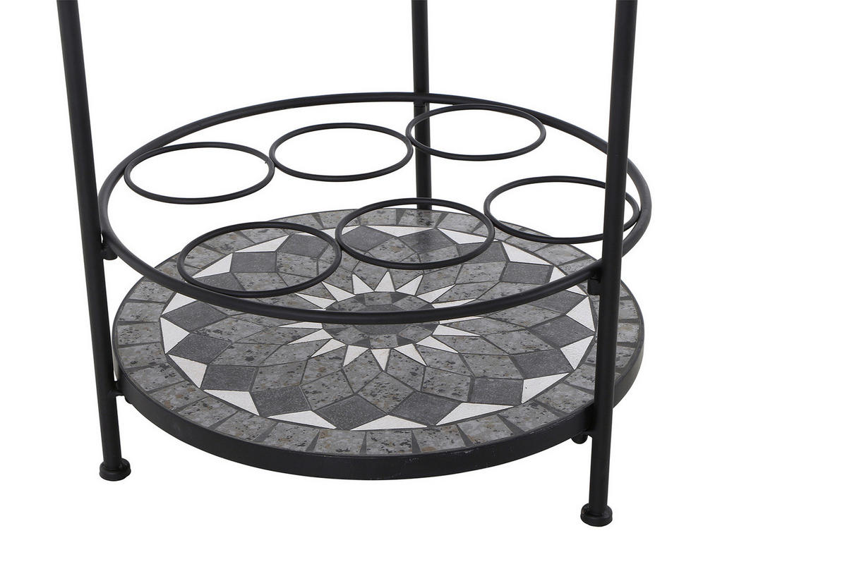 GARTENTISCH 42/42/74 cm Metall, Keramik rund  - Schwarz, KONVENTIONELL, Keramik/Metall (42/42/74cm) - Siena Garden