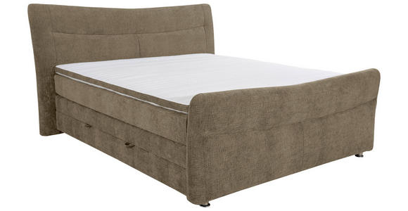 BOXSPRINGBETT 180/200 cm in Braun - Chromfarben/Braun, KONVENTIONELL, Textil/Metall (180/200cm) - Esposa