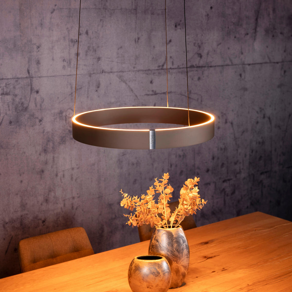 LED-PENDELLEUCHTE PURE E-Clipse 50/50/350 cm   - Bronzefarben, MODERN, Kunststoff/Metall (50/50/350cm) - Neuhaus PURE