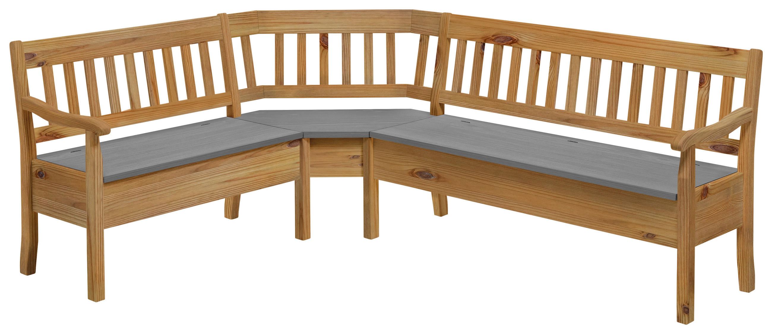ECKBANK 170/213 cm Laugenfarbig, Grau Kiefer massiv   - Laugenfarbig/Grau, ROMANTIK / LANDHAUS, Holz (170/213cm) - Boxxx