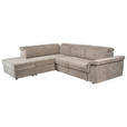 ECKSOFA Taupe Flachgewebe  - Taupe/Schwarz, KONVENTIONELL, Kunststoff/Textil (235/280cm) - Carryhome