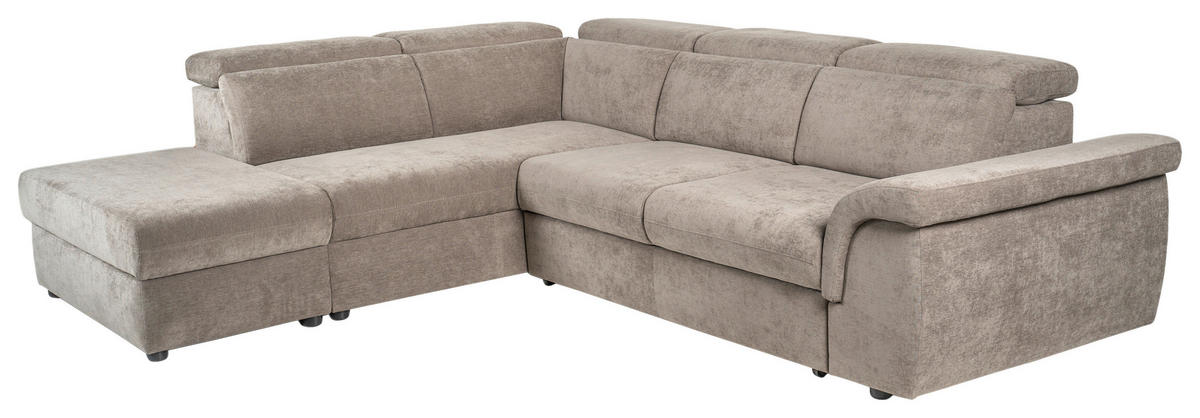 ECKSOFA Taupe Flachgewebe  - Taupe/Schwarz, KONVENTIONELL, Kunststoff/Textil (235/280cm) - Carryhome