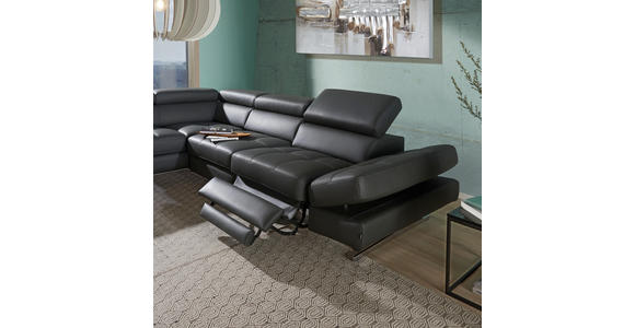 WOHNLANDSCHAFT Anthrazit Echtleder - Chromfarben/Anthrazit, Design, Leder (291/226cm) - Novel
