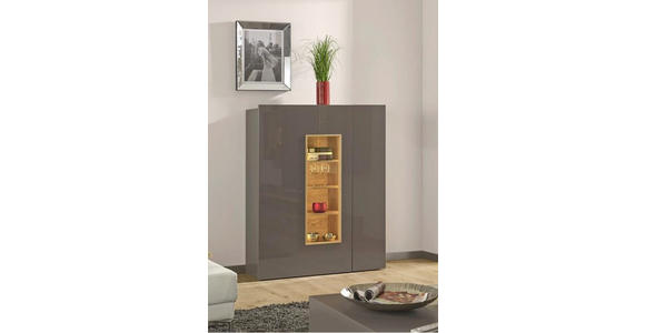 HIGHBOARD 116,5/144,5/43 cm - Eichefarben/Grau, Design, Glas/Holzwerkstoff (116,5/144,5/43cm) - Dieter Knoll