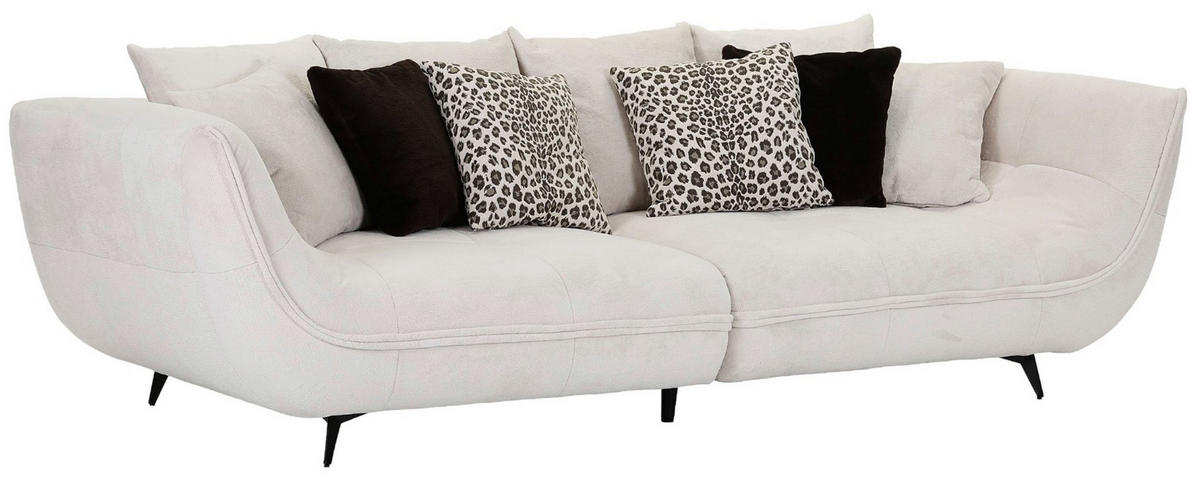 BIGSOFA Flachgewebe Creme  - Dunkelbraun/Beige, Design, Textil/Metall (275/80/123cm) - Lomoco