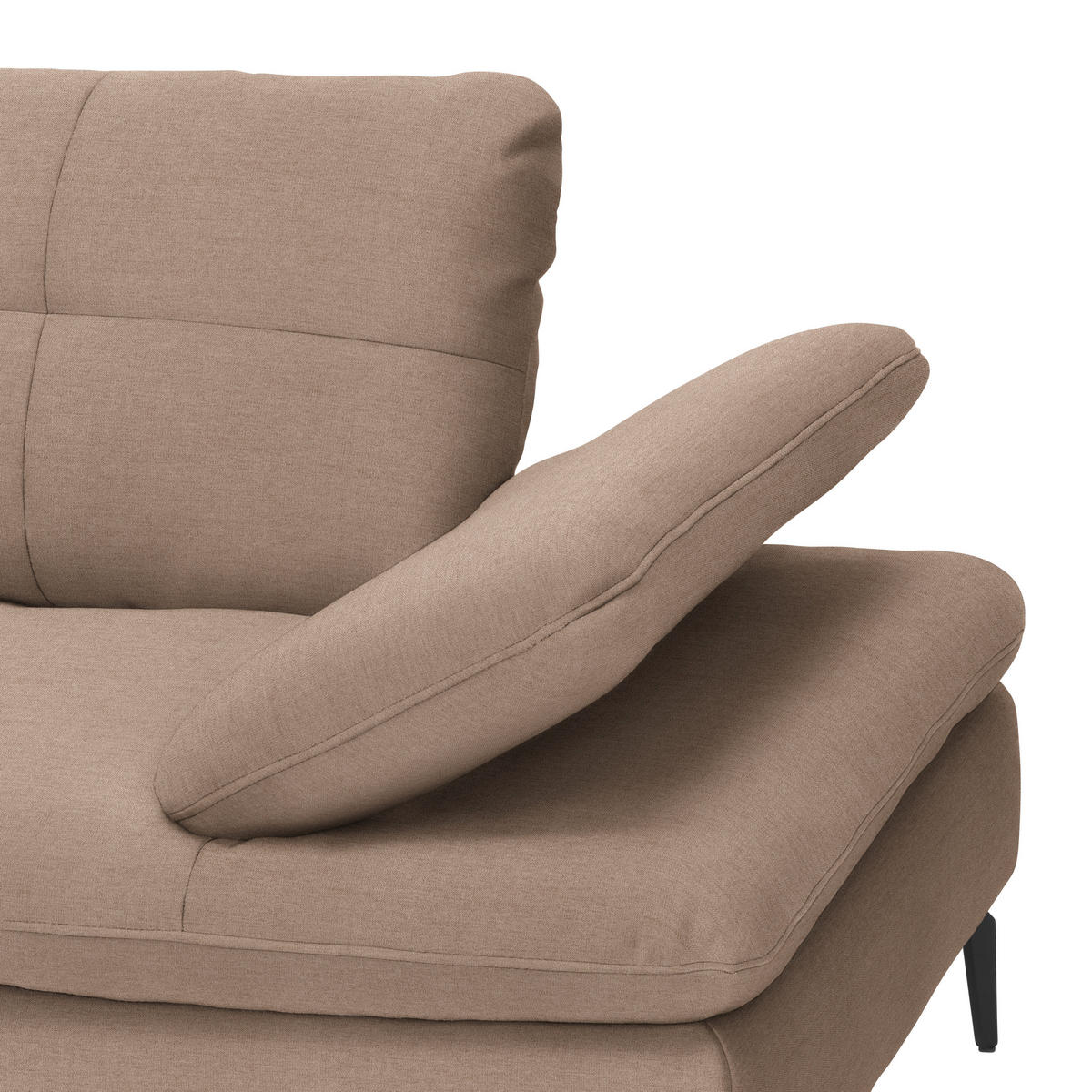 ECKSOFA in Webstoff Taupe  - Taupe/Schwarz, Design, Textil/Metall (179/301cm) - Chilliano