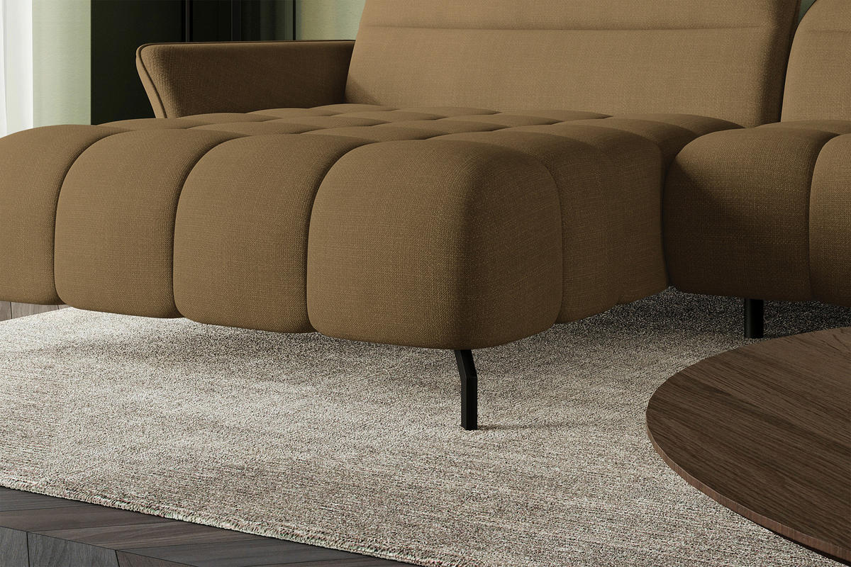 ECKSOFA Olivgrün Flachgewebe Rücken echt, Kopfteilverstellung, Sitztiefenverstellung  - Schwarz/Olivgrün, KONVENTIONELL, Textil/Metall (175/272cm) - Carryhome