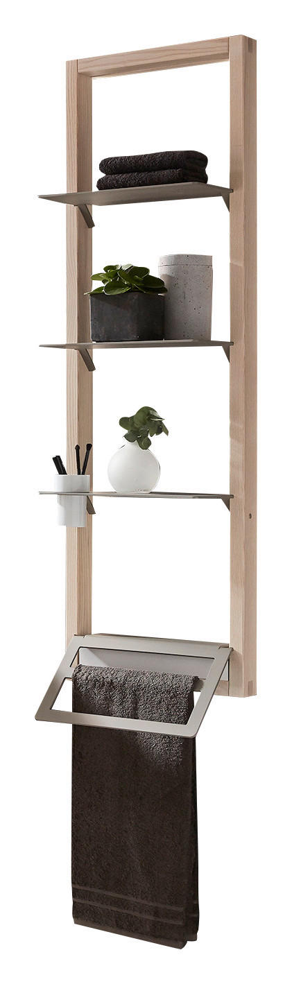 REGAL Wildeiche massiv Eichefarben  - Eichefarben, MODERN, Holz/Metall (38,4cm) - Valdera