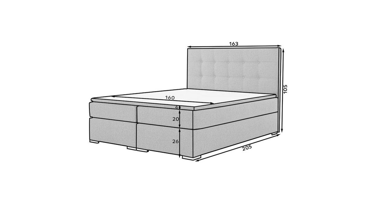 BOXBETT 160/200 cm  in Hellgrau  - Silberfarben/Hellgrau, Modern, Textil (160/200cm) - MID.YOU
