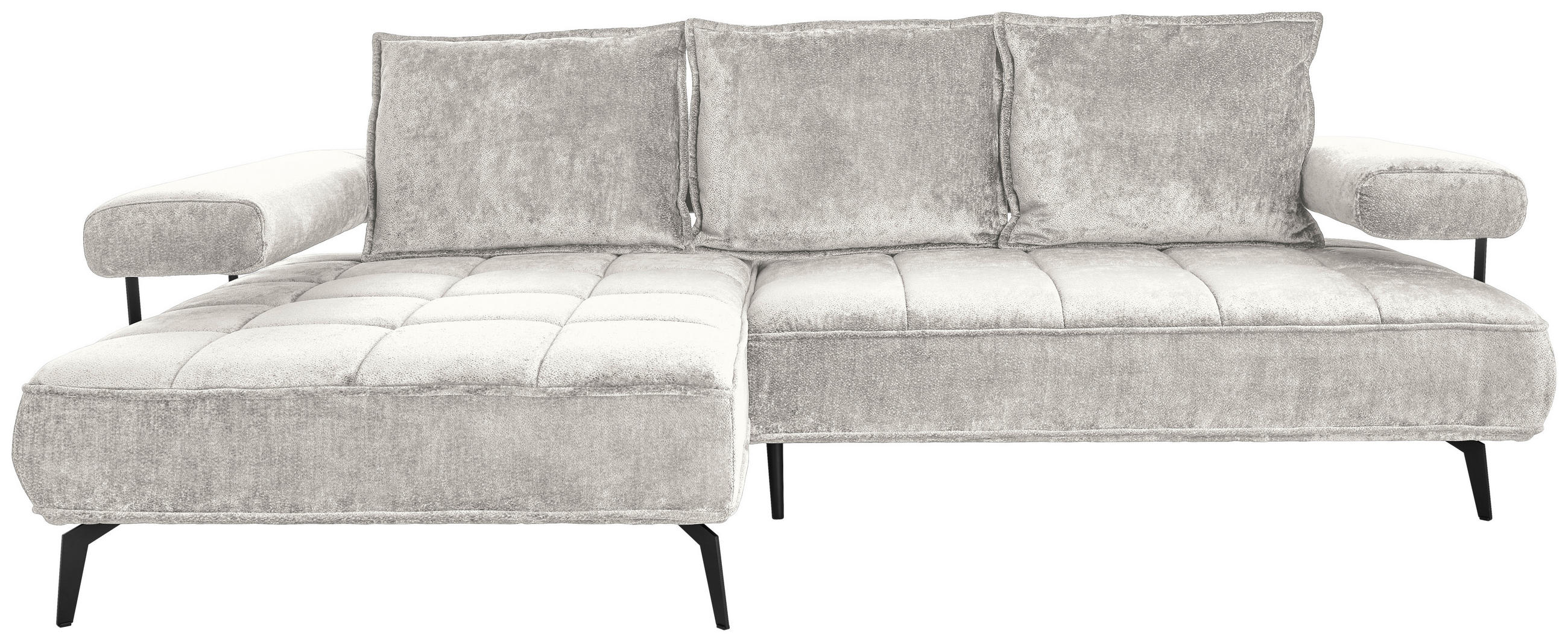ECKSOFA Beige Webstoff  - Beige/Schwarz, Design, Textil/Metall (180/266cm) - Welnova