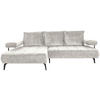 ECKSOFA in Webstoff Beige  180/266 cm  - Beige/Schwarz, Design, Textil/Metall (180/266cm) - Welnova