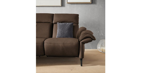 TRAPEZSOFA in Echtleder Braun  - Schwarz/Braun, KONVENTIONELL, Leder/Metall (221/103/95cm) - Dieter Knoll