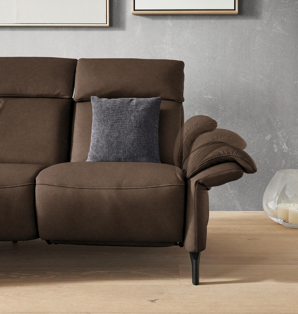2-SITZER-SOFA in Echtleder Braun  - Schwarz/Braun, Konventionell, Leder/Metall (178/103/92cm) - Dieter Knoll