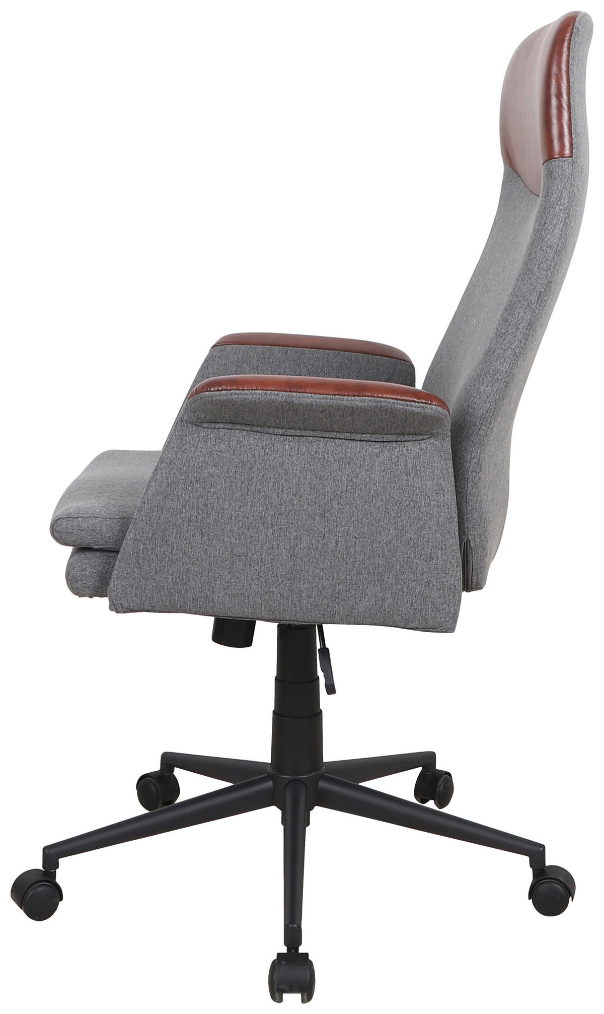 DREHSTUHL Lederlook, Flachgewebe Braun, Grau  - Schwarz/Braun, MODERN, Kunststoff/Textil (79/114,5/66cm) - MID.YOU
