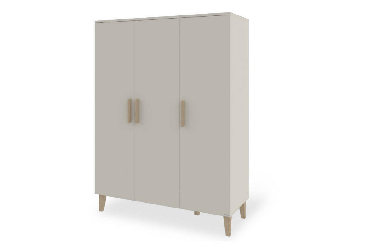 BABYKLEIDERSCHRANK TAMI Eichefarben, Beige  - Eichefarben/Beige, Basics, Holz/Holzwerkstoff (135/189/56cm) - Pinolino