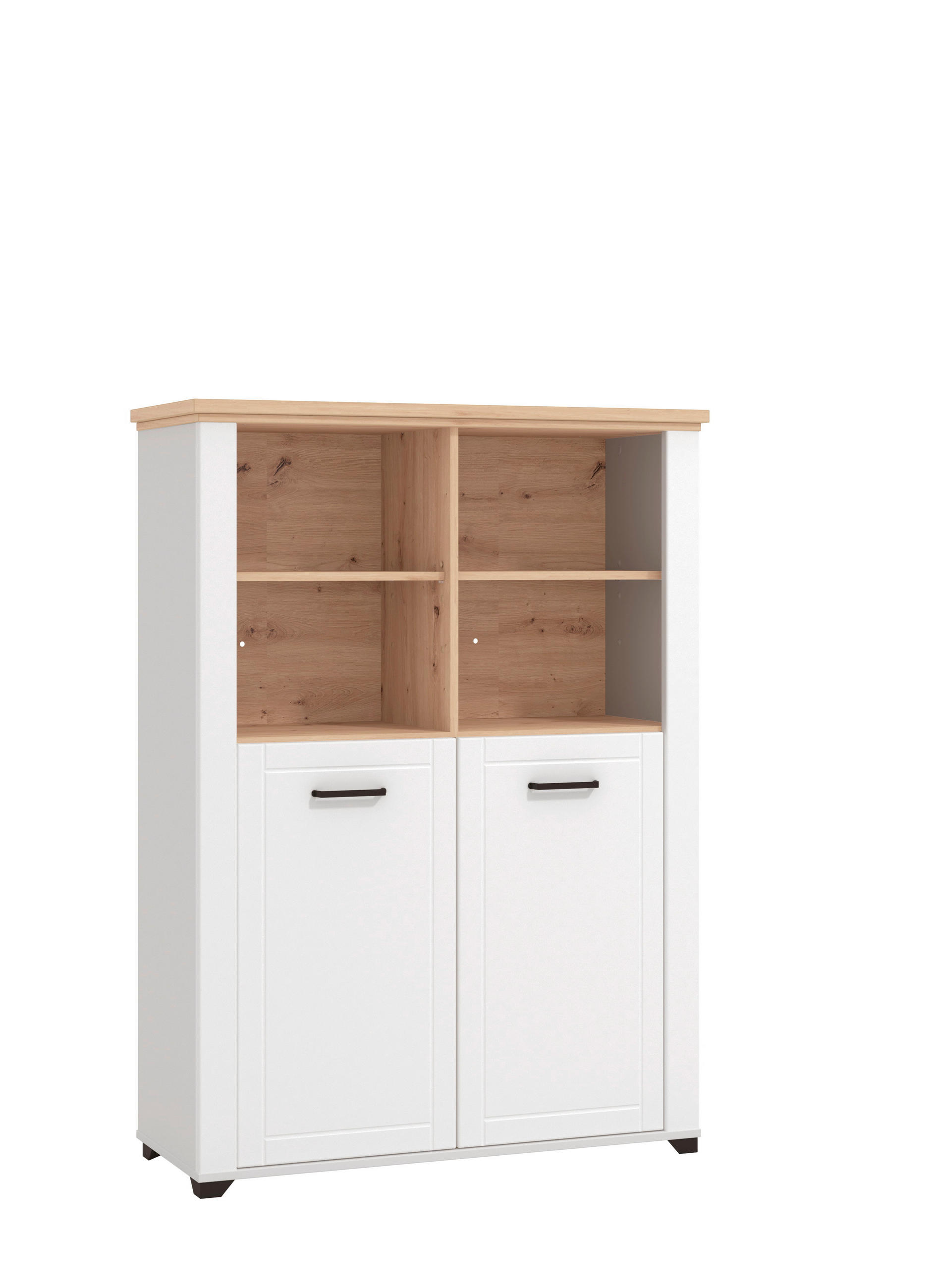 Landscape VITRÍNA, bílá, dub artisan, 104/143/41 cm