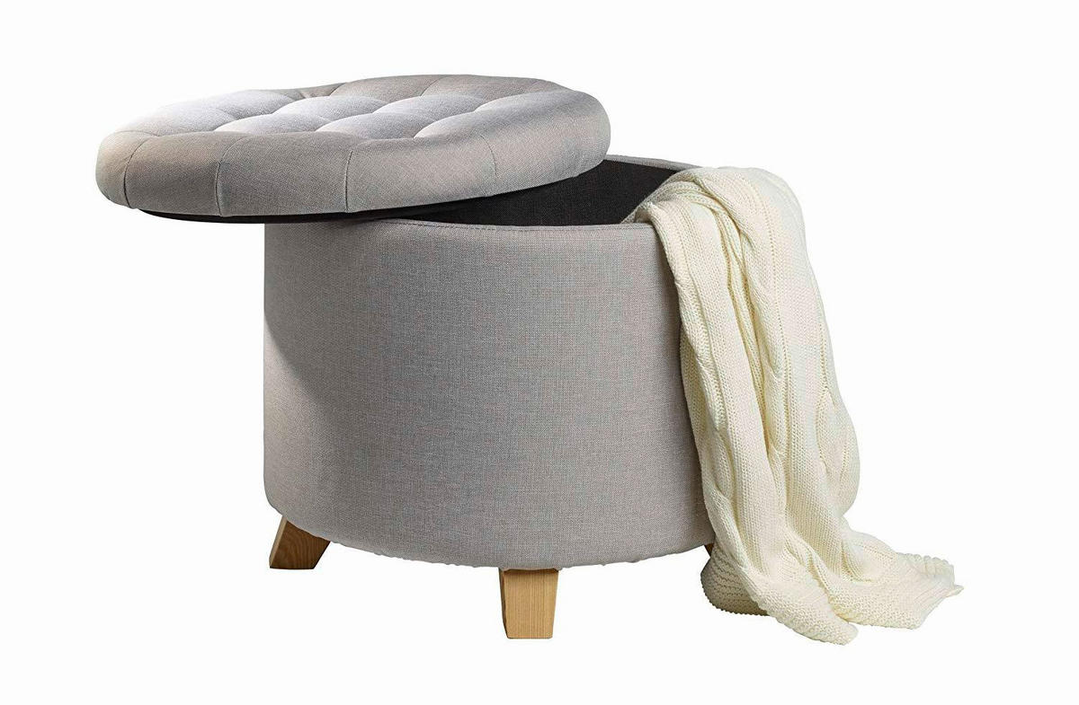 HOCKER Struktur, gesteppt Grau  - Grau, Design, Holz/Textil (45/41/45cm) - Echtwerk